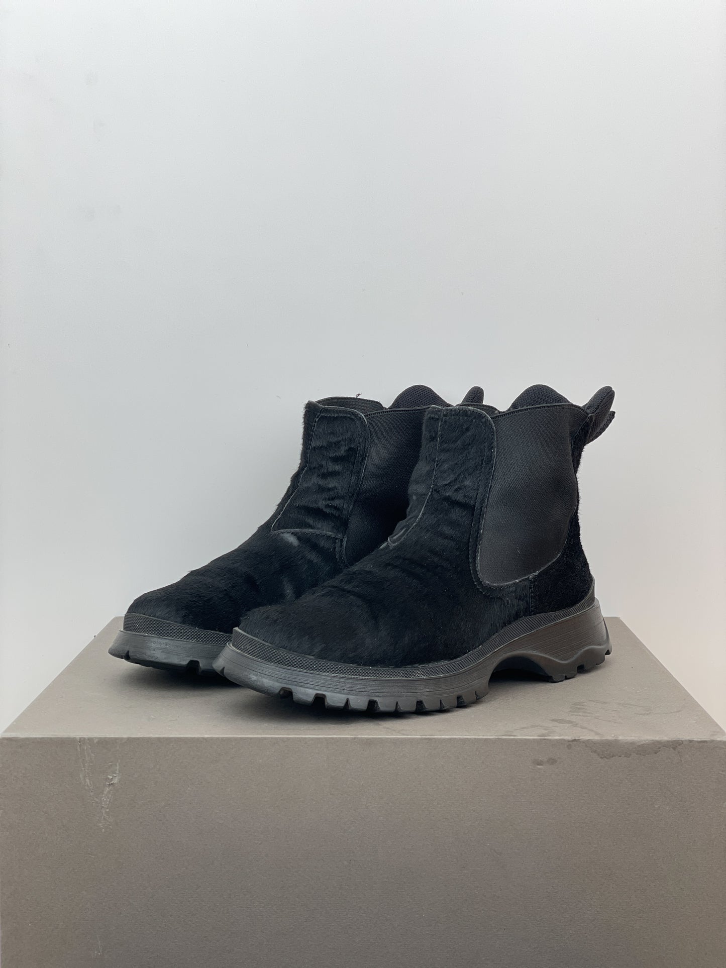 Prada AW99 Brixxen Pony Hair Chelsea Boots