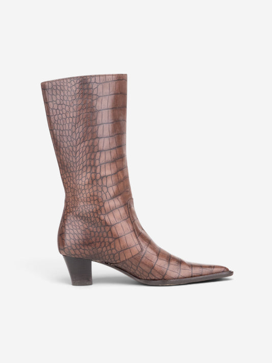 Prada 2000s Crocodile Print Cowboy Boots – side view