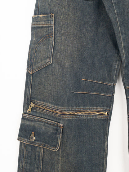 Dolce & Gabbana AW03 Double Waist Denim Cargo Pants