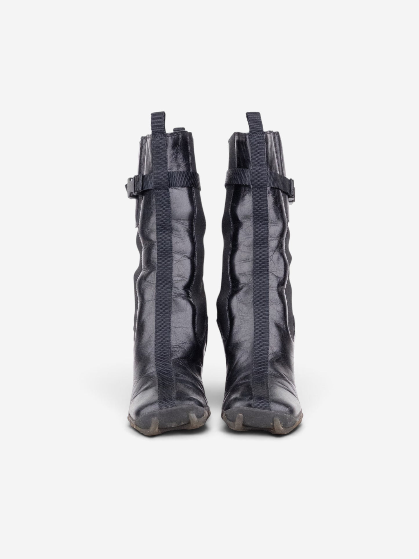 Miu Miu AW99 Square Toe ‘Bubble Sole’ Chelsea Heel Boots – back view