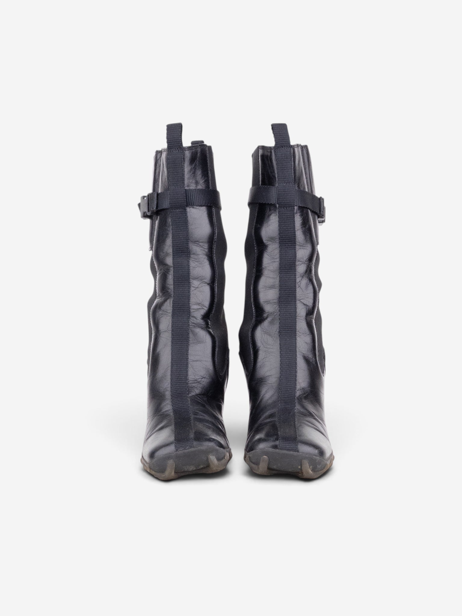 Miu Miu AW99 Square Toe ‘Bubble Sole’ Chelsea Heel Boots – back view