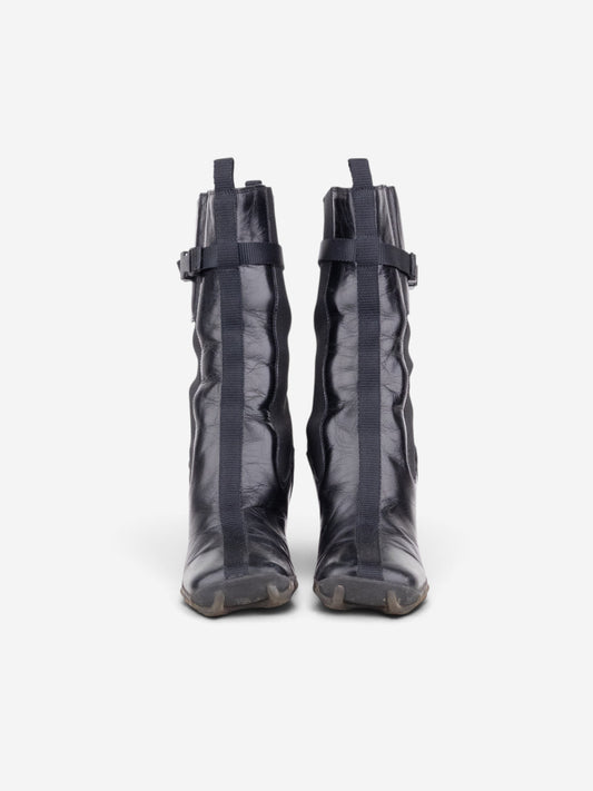 Miu Miu AW99 Square Toe ‘Bubble Sole’ Chelsea Heel Boots – back view