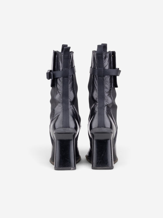 Miu Miu AW99 Square Toe ‘Bubble Sole’ Chelsea Heel Boots – side view