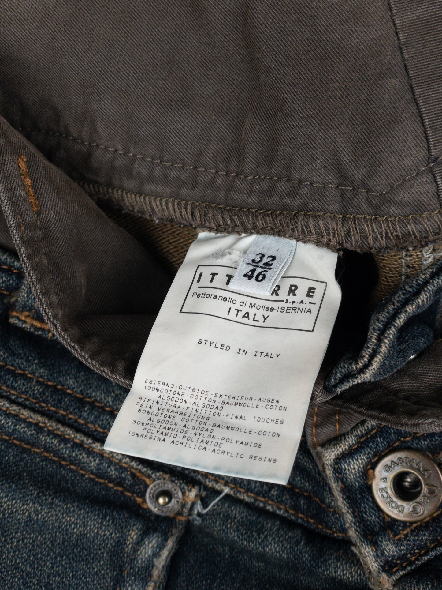 Dolce & Gabbana AW03 Double Waist Denim Cargo Pants