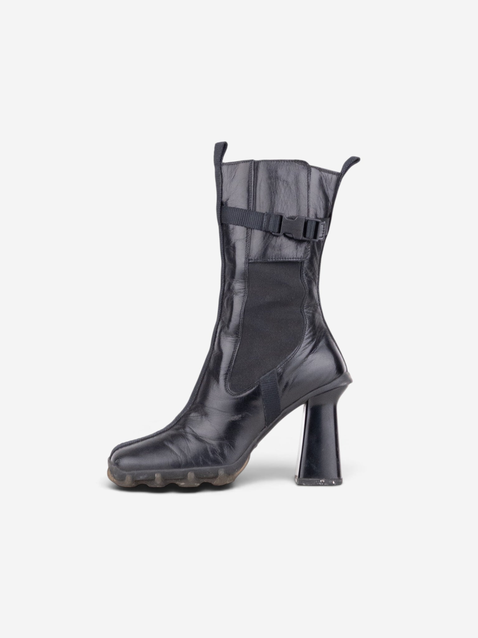 Miu Miu AW99 Square Toe ‘Bubble Sole’ Chelsea Heel Boots – side view