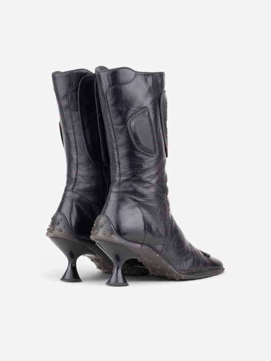 Miu Miu AW99 Square Toe ‘Bubble Sole’ Biker Heel Boots – side view