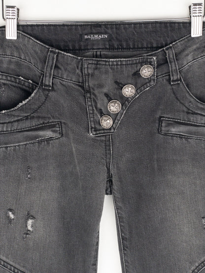 Balmain by Decarnin AW10 Flared Napoleon Biker Denim Jeans
