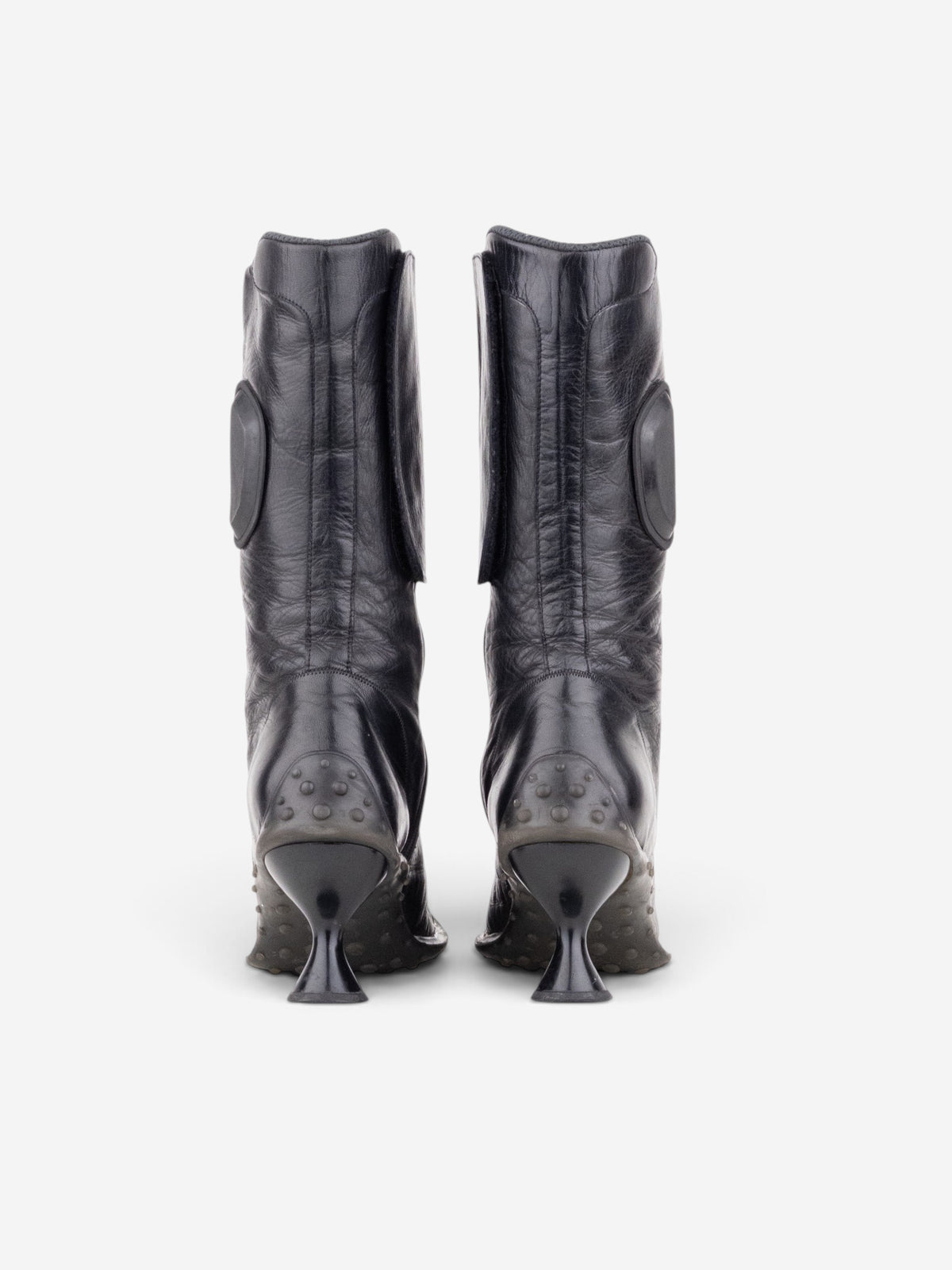 Miu Miu AW99 Square Toe ‘Bubble Sole’ Biker Heel Boots – side view
