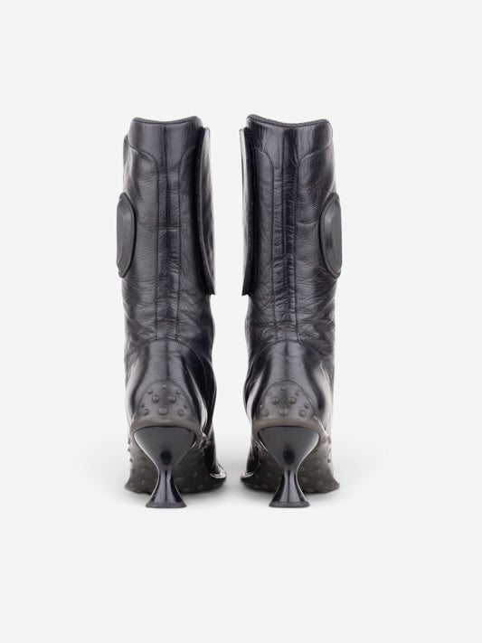 Miu Miu AW99 Square Toe ‘Bubble Sole’ Biker Heel Boots – side view