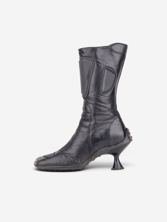 Miu Miu AW99 Square Toe ‘Bubble Sole’ Biker Heel Boots – side view