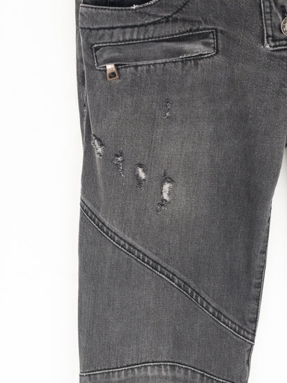 Balmain by Decarnin AW10 Flared Napoleon Biker Denim Jeans