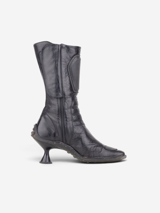 Miu Miu AW99 Square Toe ‘Bubble Sole’ Biker Heel Boots – side view