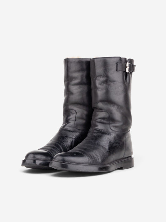 Gucci by Tom Ford 2000s Fur-Lined Biker Boots – front view