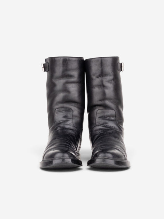 Gucci by Tom Ford 2000s Fur-Lined Biker Boots – back view