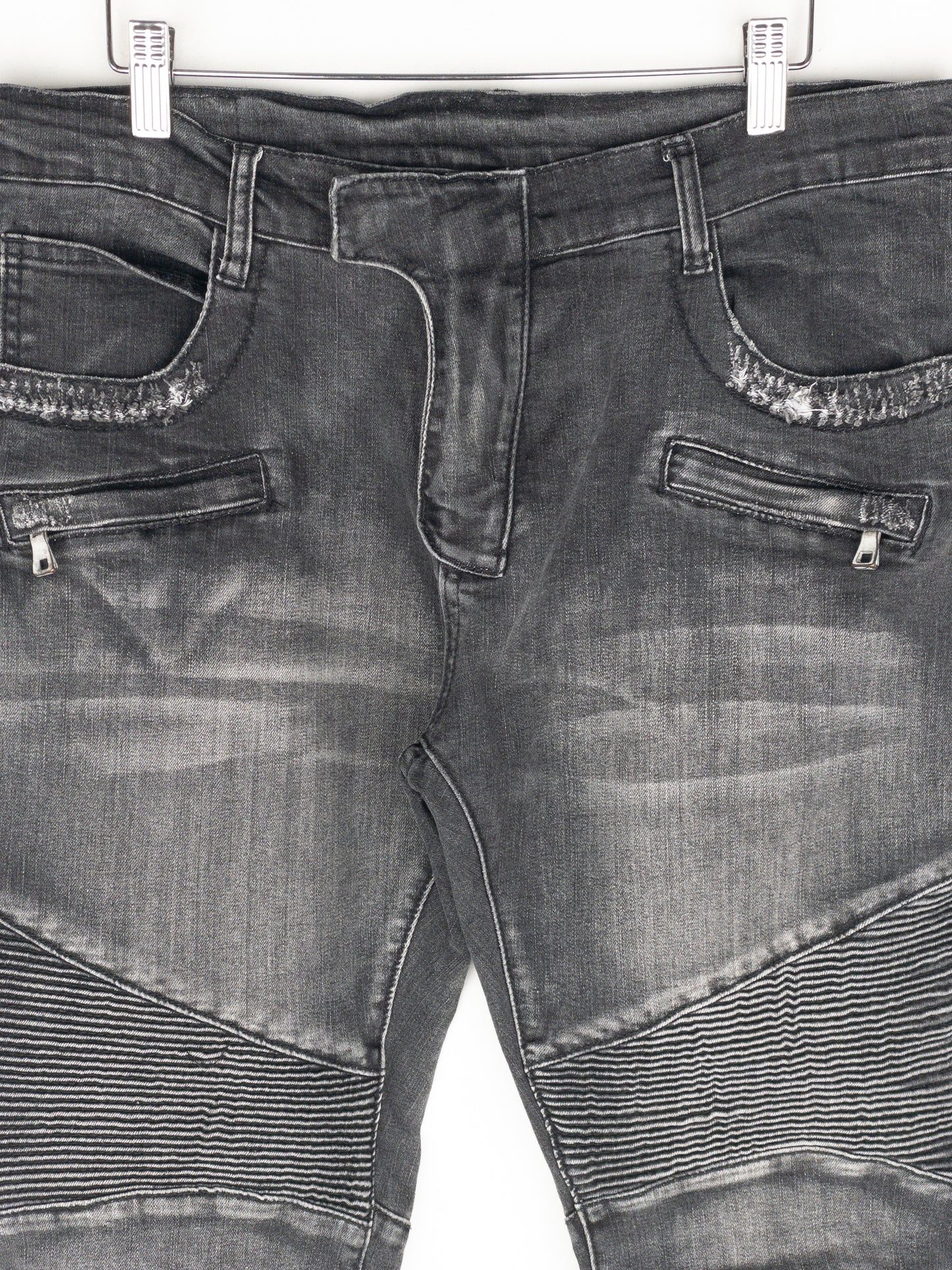 Balmain Distressed Biker Denim Jeans