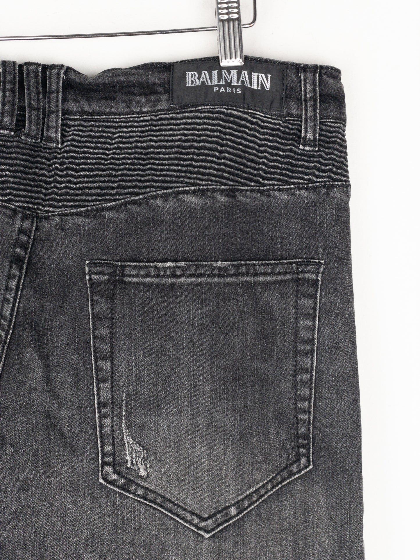 Balmain Distressed Biker Denim Jeans
