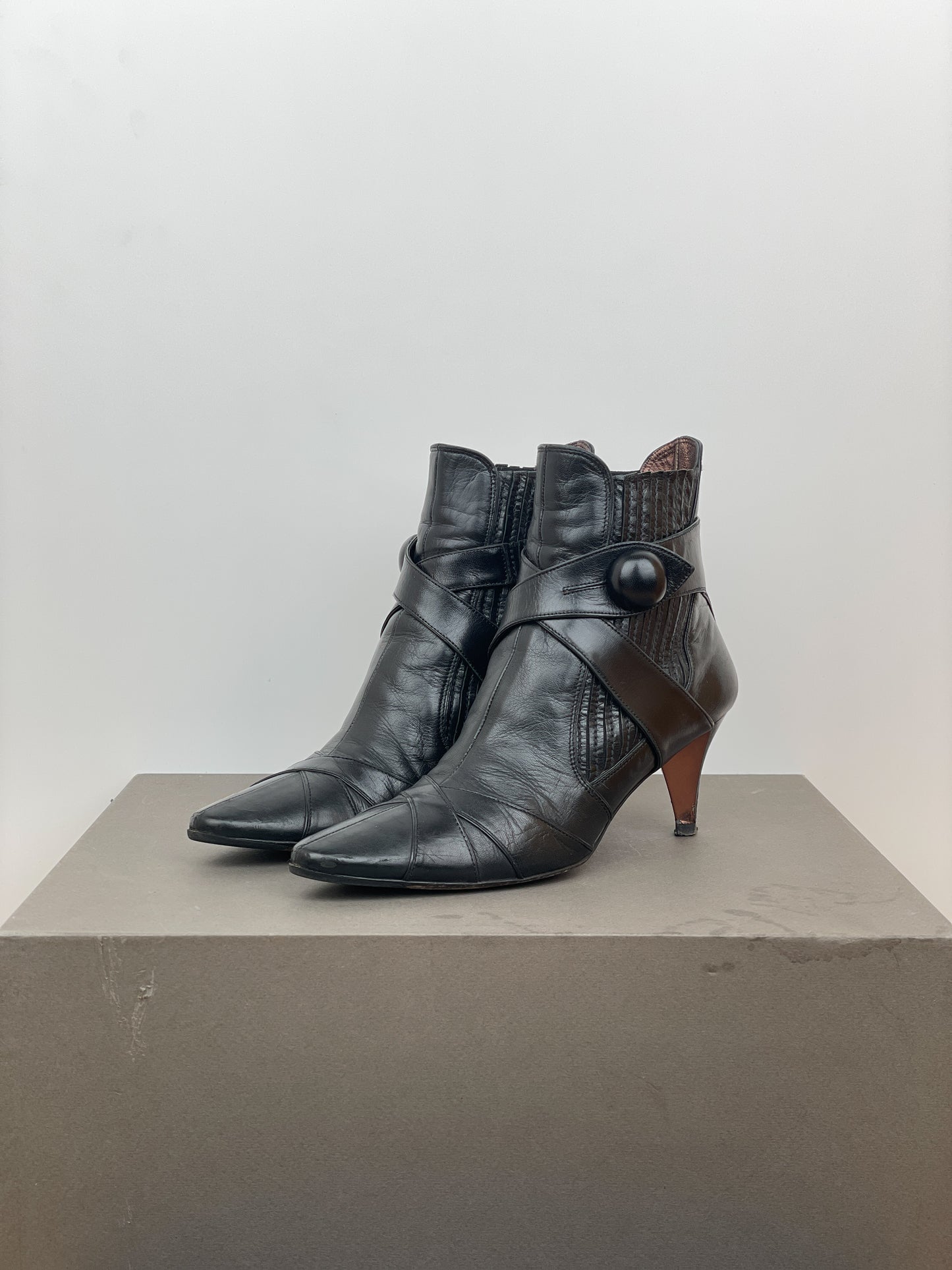 Miu Miu 2000s Biker Ankle Kitten Heel Boots