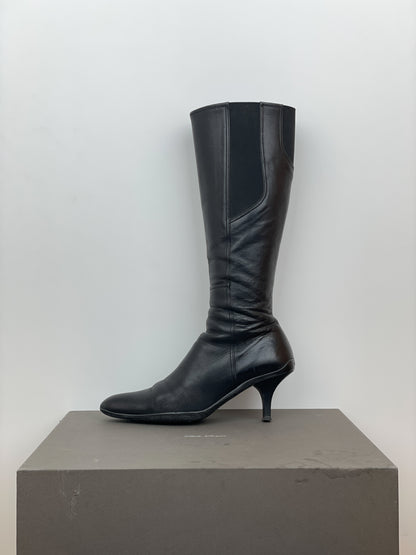 Prada 2000s Knee-High Sports Kitten Heel Boots