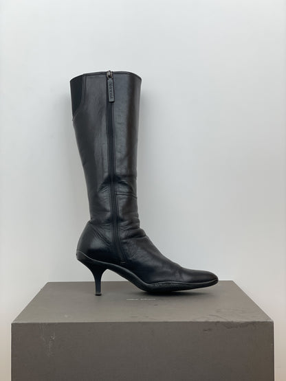 Prada 2000s Knee-High Sports Kitten Heel Boots