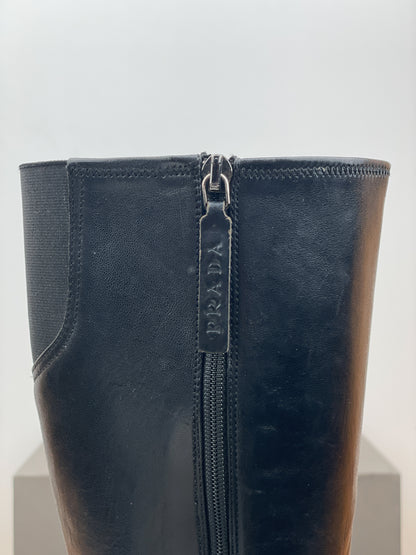 Prada 2000s Knee-High Sports Kitten Heel Boots