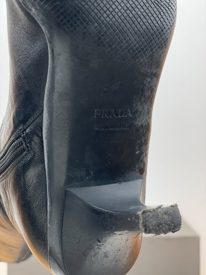 Prada 2000s Knee-High Sports Kitten Heel Boots