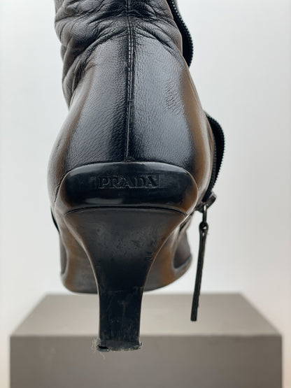 Prada 2000s Knee-High Sports Kitten Heel Boots