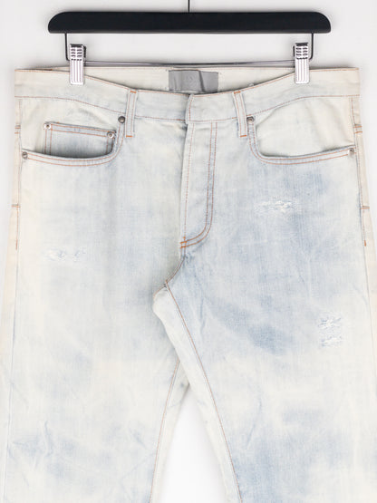 Dior Homme by Hedi Slimane SS07 Ice Blue Bleach Distressed Denim Jeans