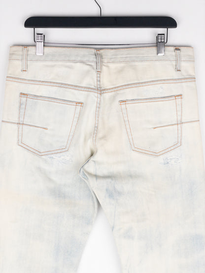 Dior Homme by Hedi Slimane SS07 Ice Blue Bleach Distressed Denim Jeans