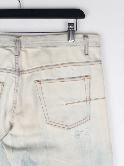 Dior Homme by Hedi Slimane SS07 Ice Blue Bleach Distressed Denim Jeans