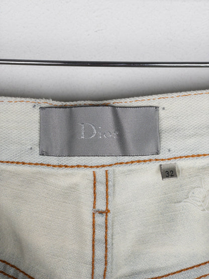 Dior Homme by Hedi Slimane SS07 Ice Blue Bleach Distressed Denim Jeans