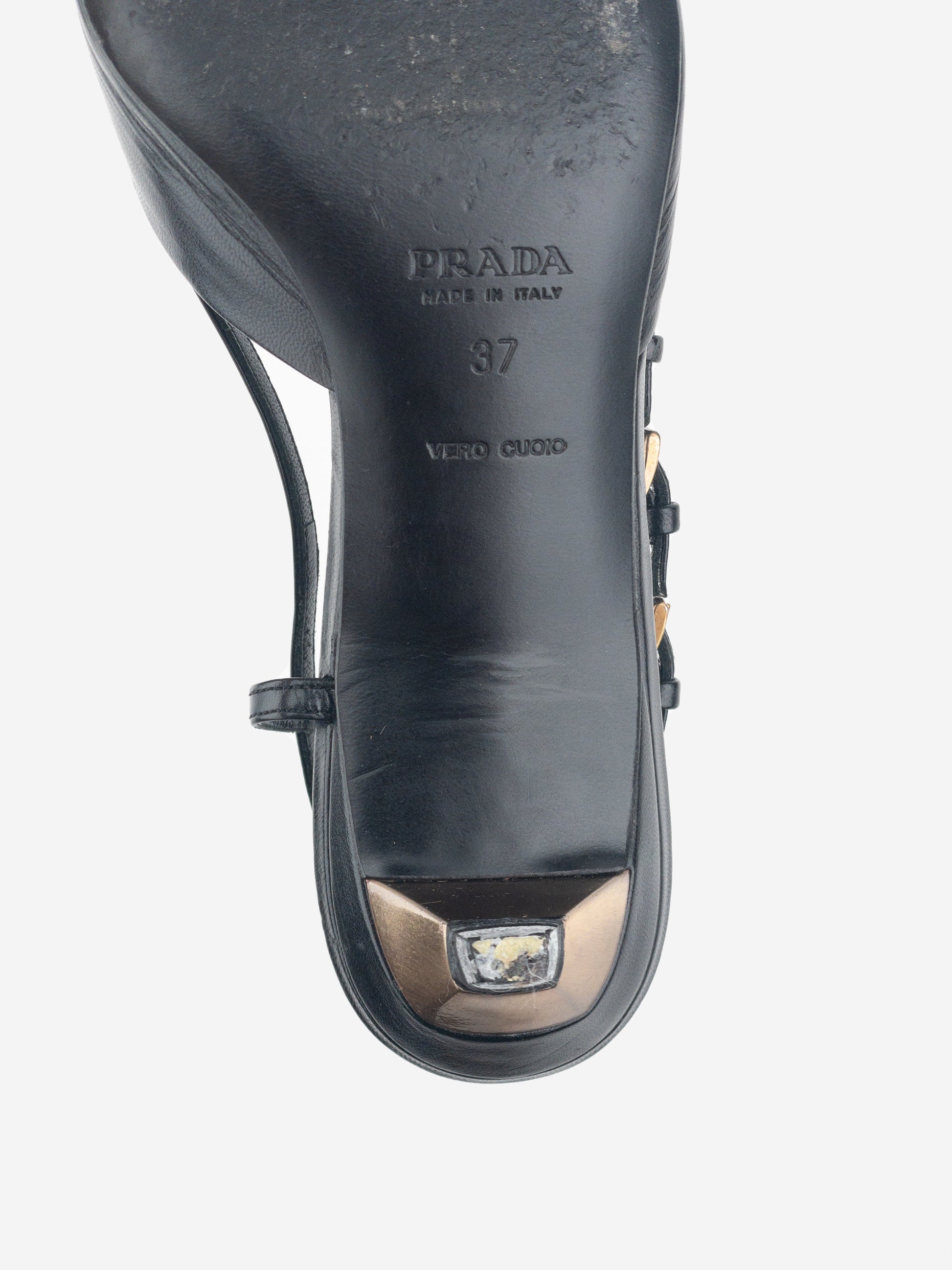Prada 2000s Square Toe Multi-Buckle Slingback Kitten Heels