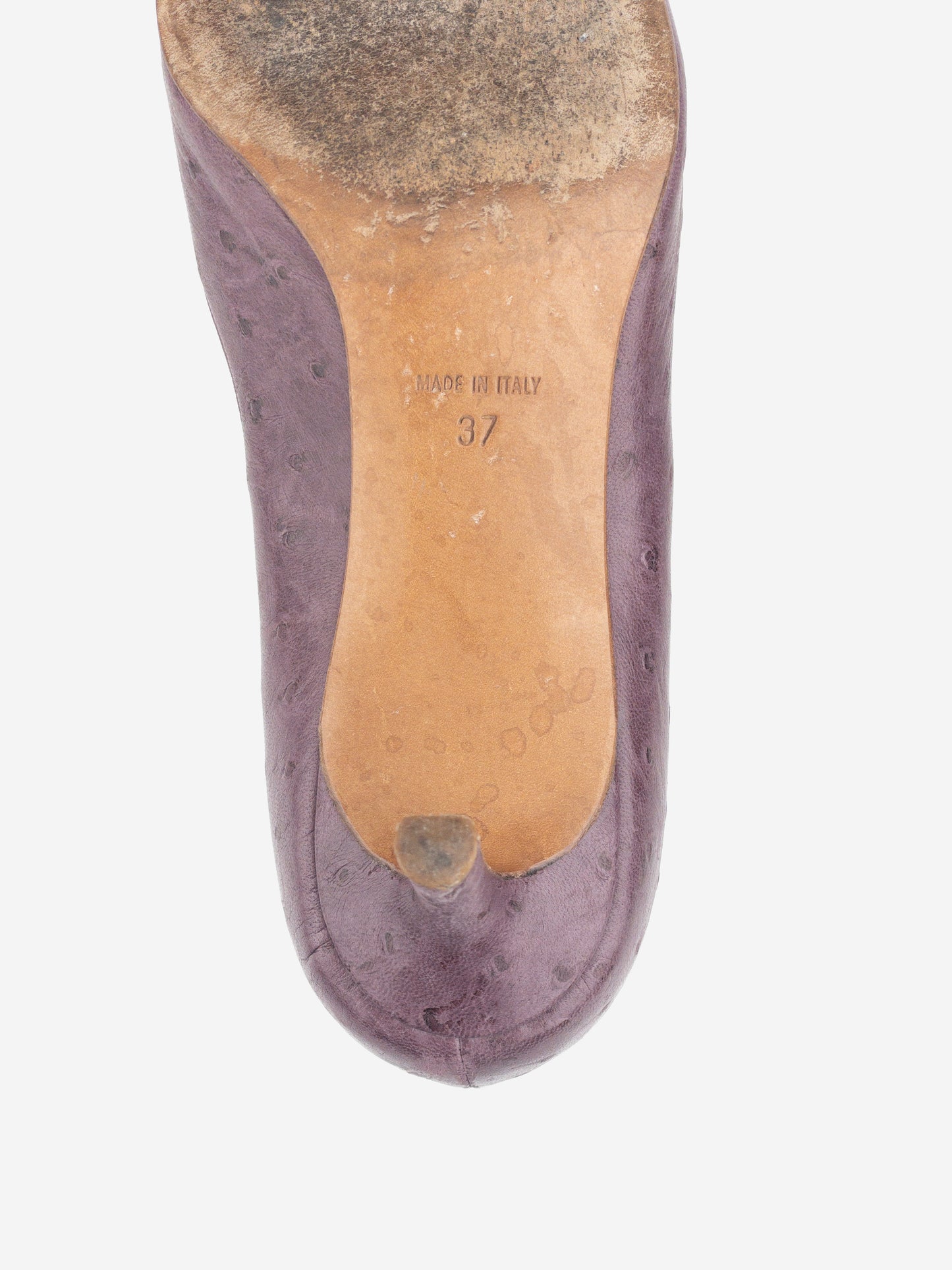 Dior by Galliano 2000s Ostrich Metal Toe Pump Kitten Heels