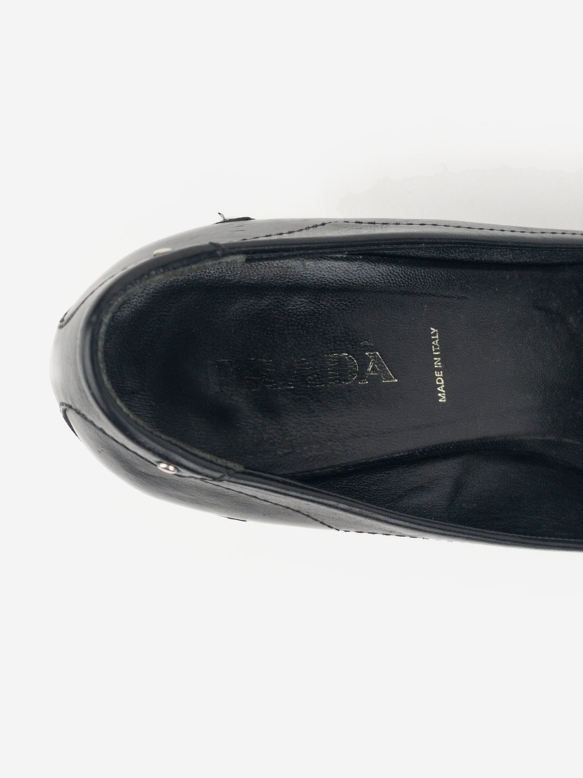 Prada 2000s Square Toe Buckle Loafer Pump Kitten Heels