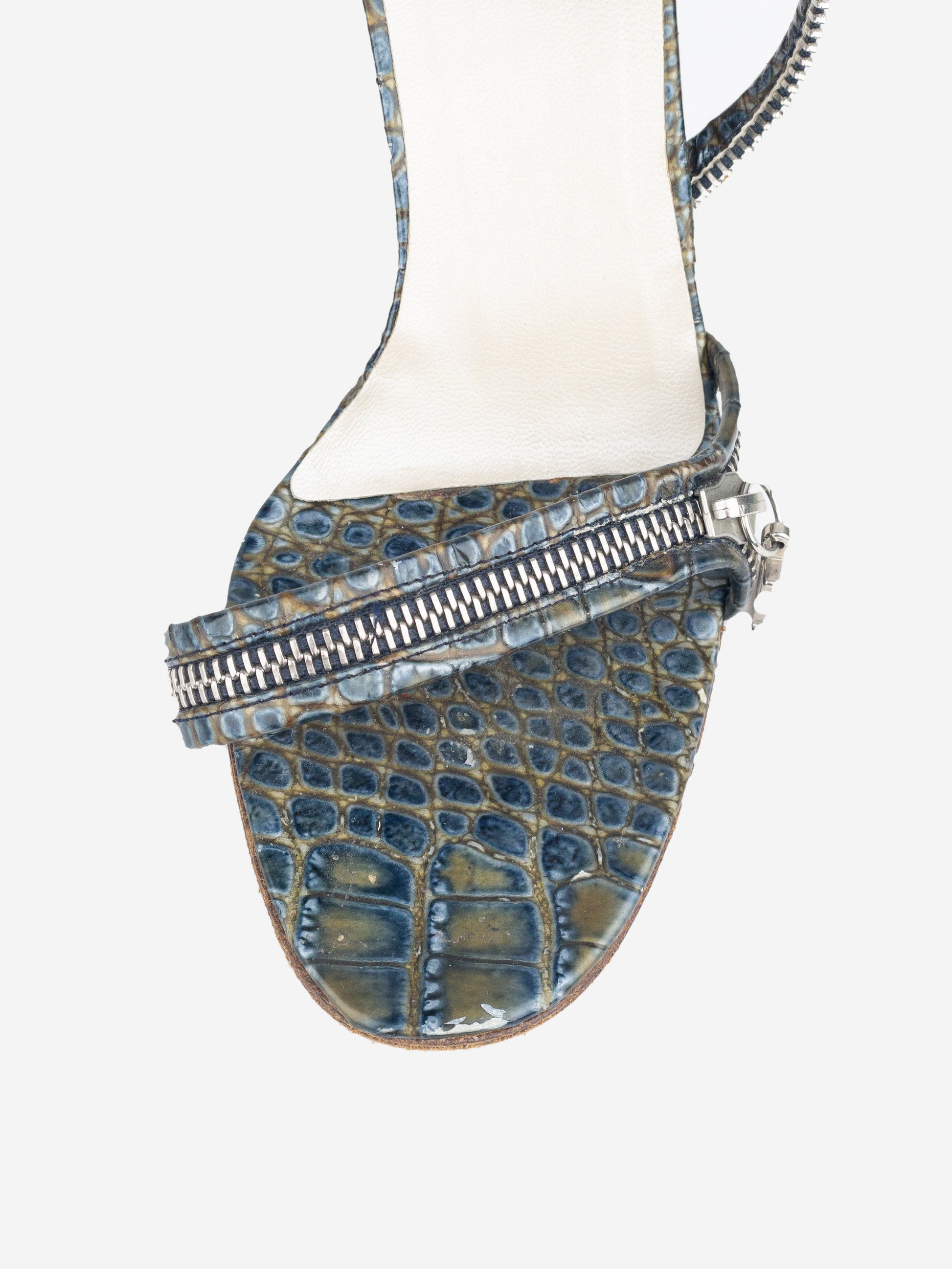 Dior by Galliano SS01 Crocodile Zipper Sandal Heels