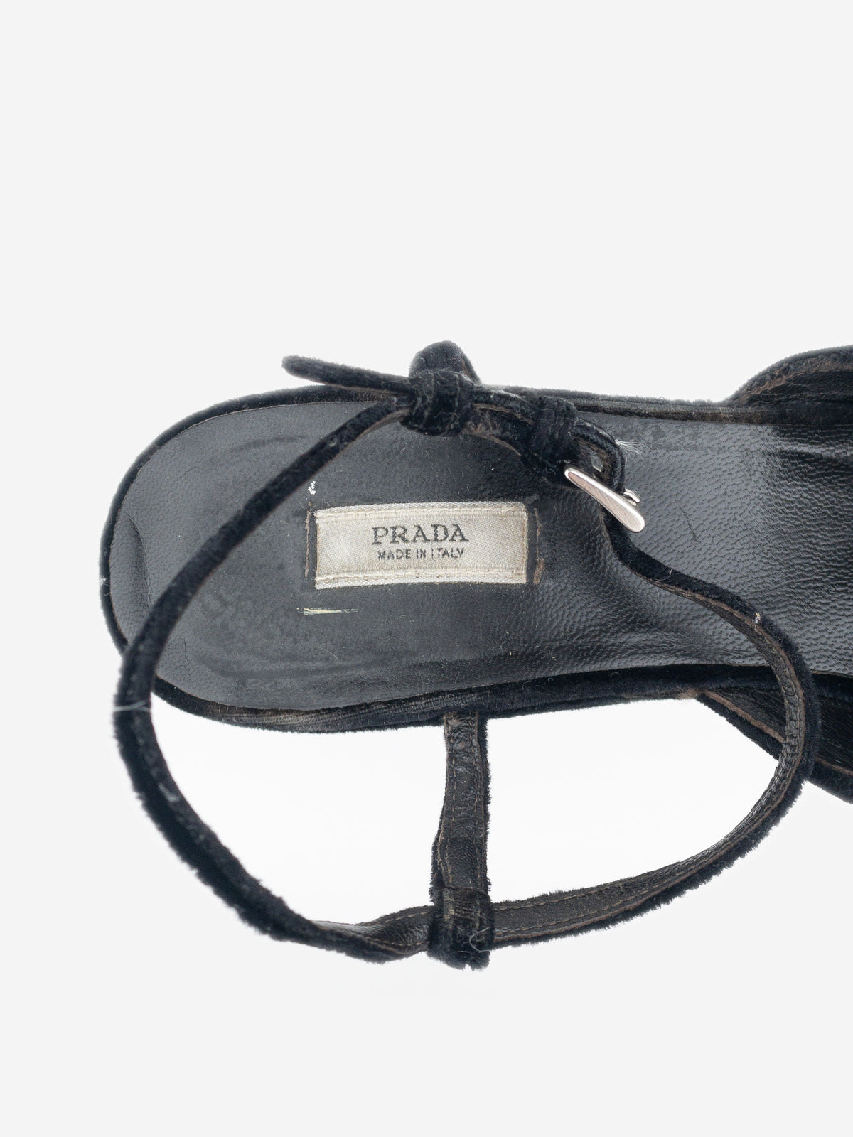 Prada AW04 Sculptural Tie Dye Velvet Sandal Platform Wedge Heels – brand label
