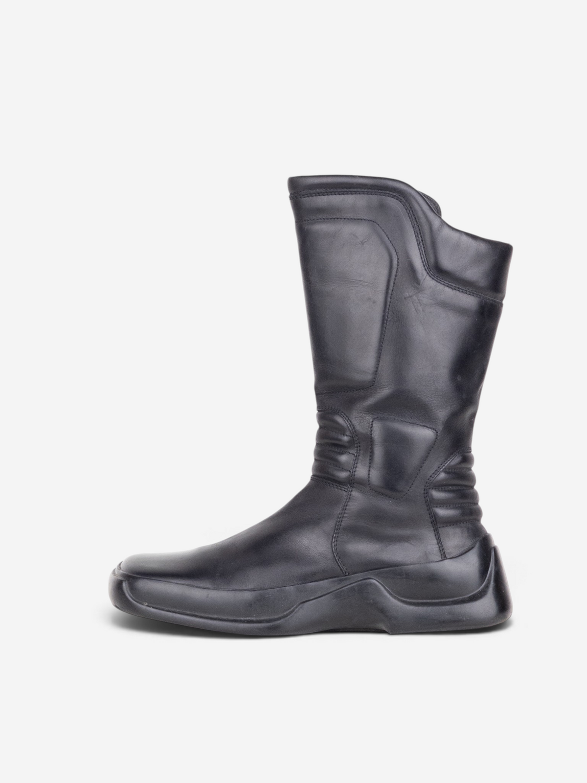 Prada AW99 Mid Calf Square Toe Astro Moto Biker Boots – side view