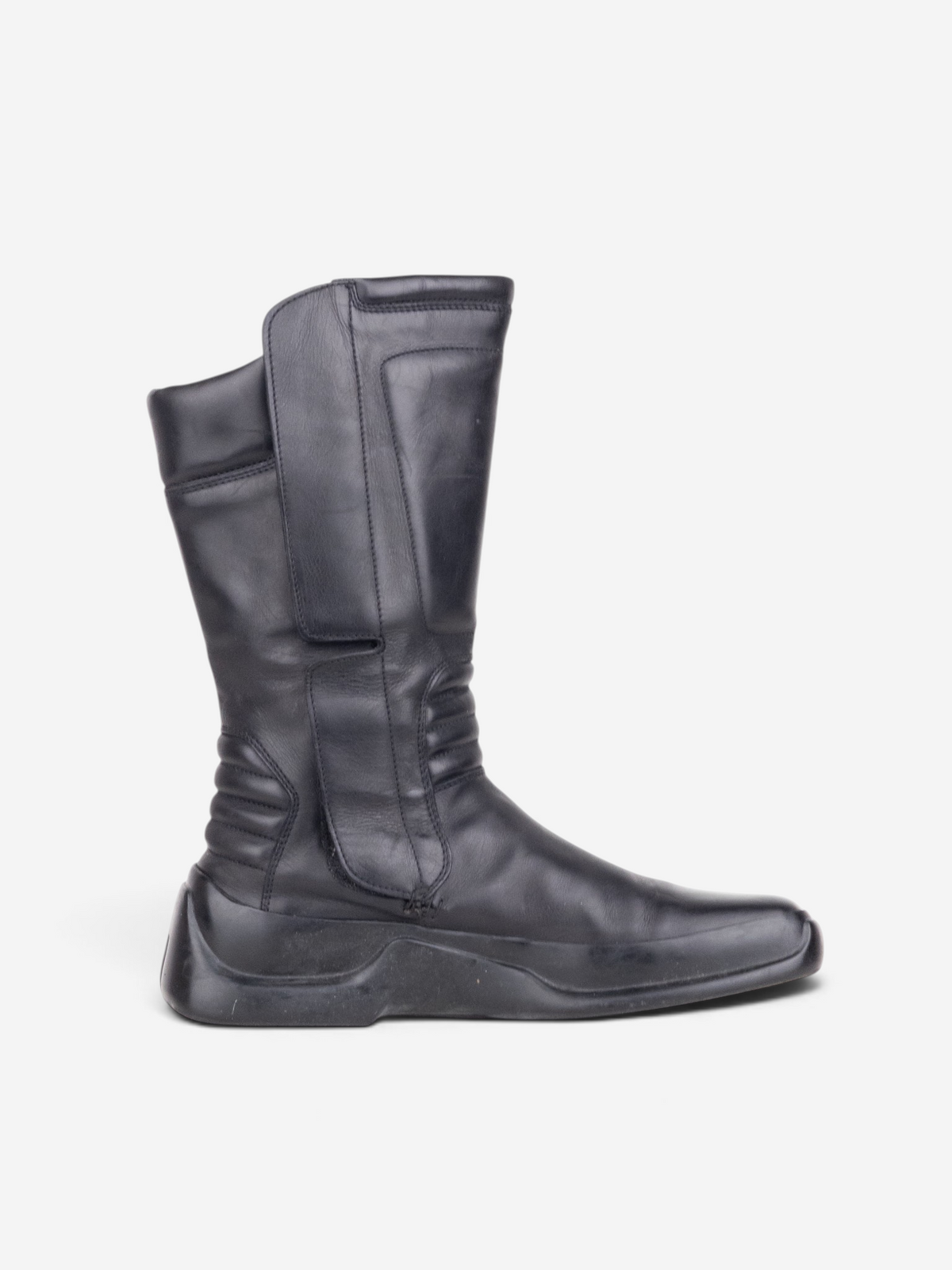 Prada AW99 Mid Calf Square Toe Astro Moto Biker Boots – side view