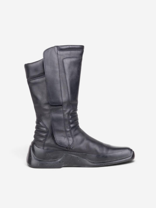 Prada AW99 Mid Calf Square Toe Astro Moto Biker Boots – side view