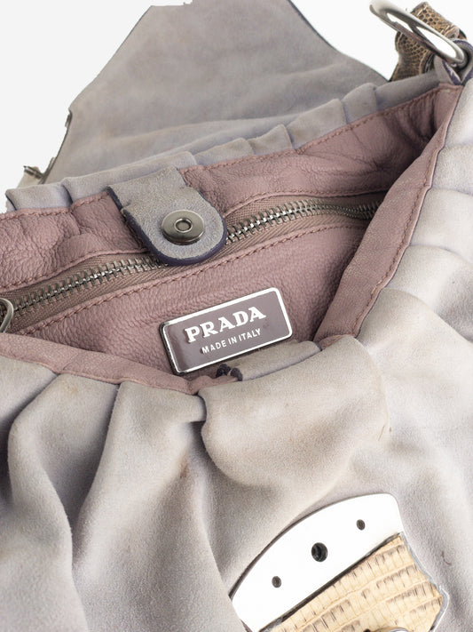 Prada 2000s Suede Lizard Buckle Hobo Shoulder Bag – photo 5