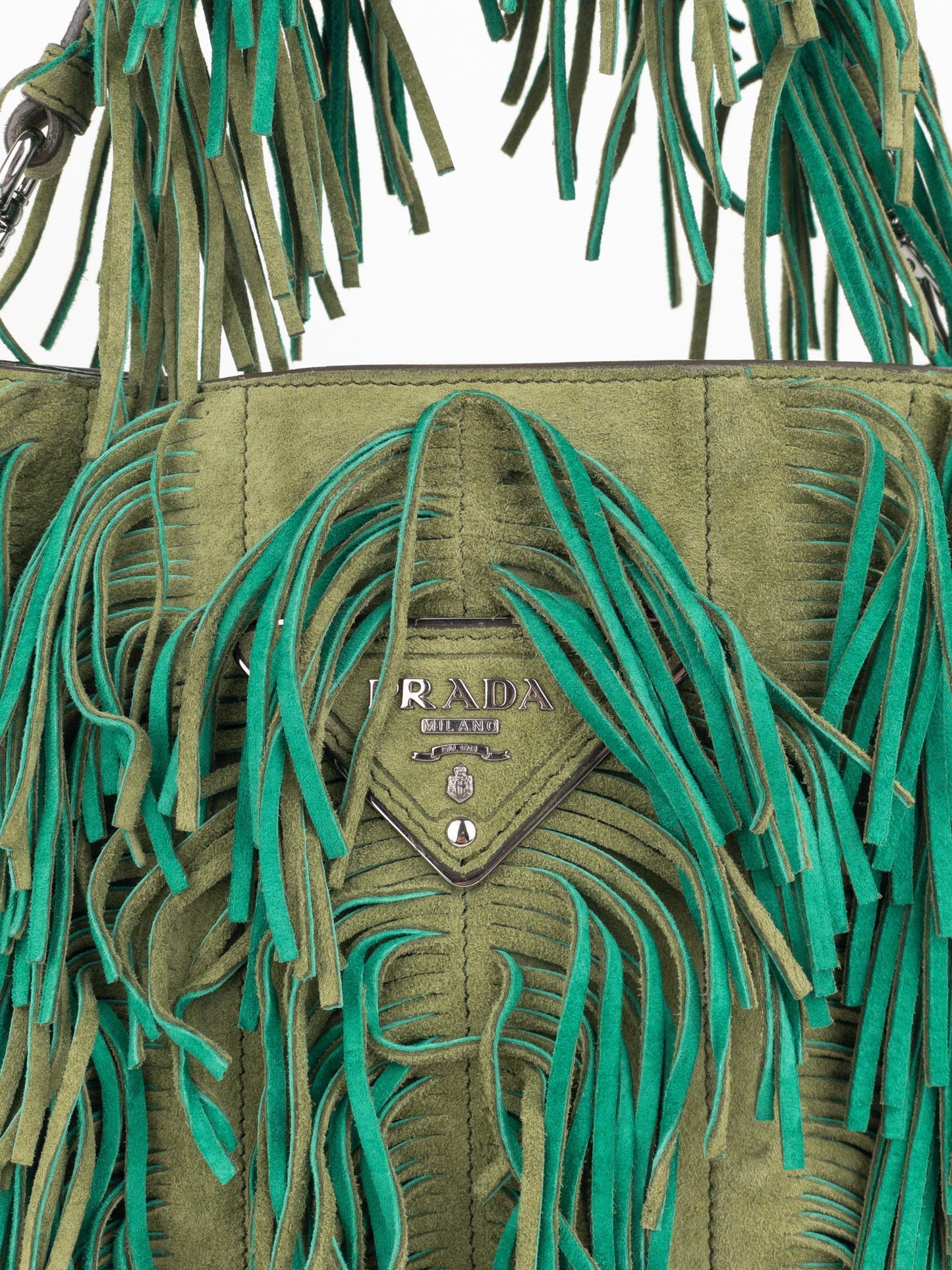 Prada SS07 Two-Tone Suede Fringe Hobo Shoulder Bag
