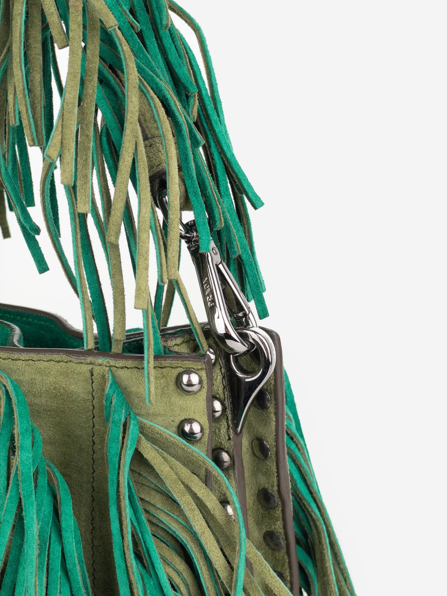 Prada SS07 Two-Tone Suede Fringe Hobo Shoulder Bag