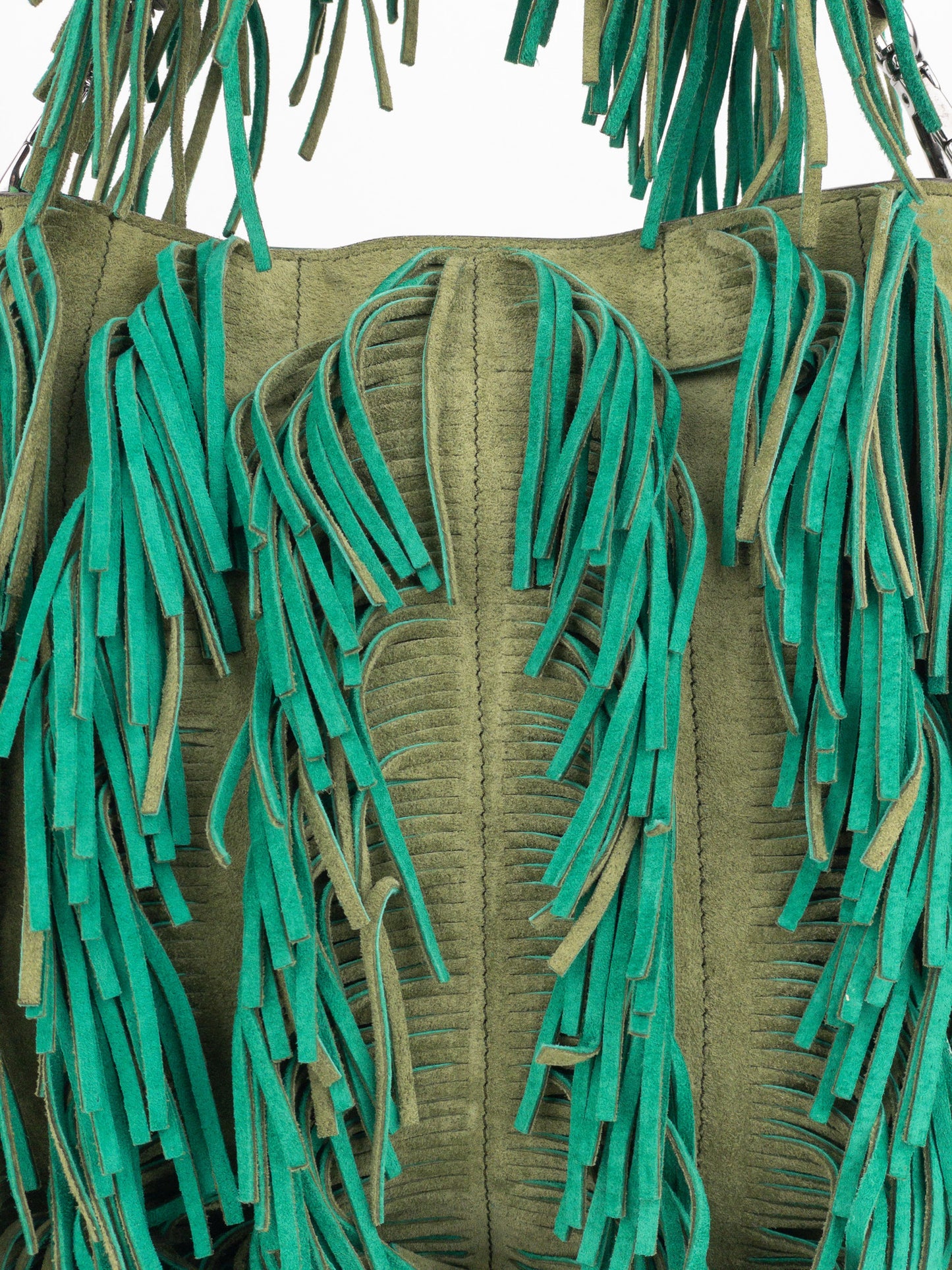 Prada SS07 Two-Tone Suede Fringe Hobo Shoulder Bag