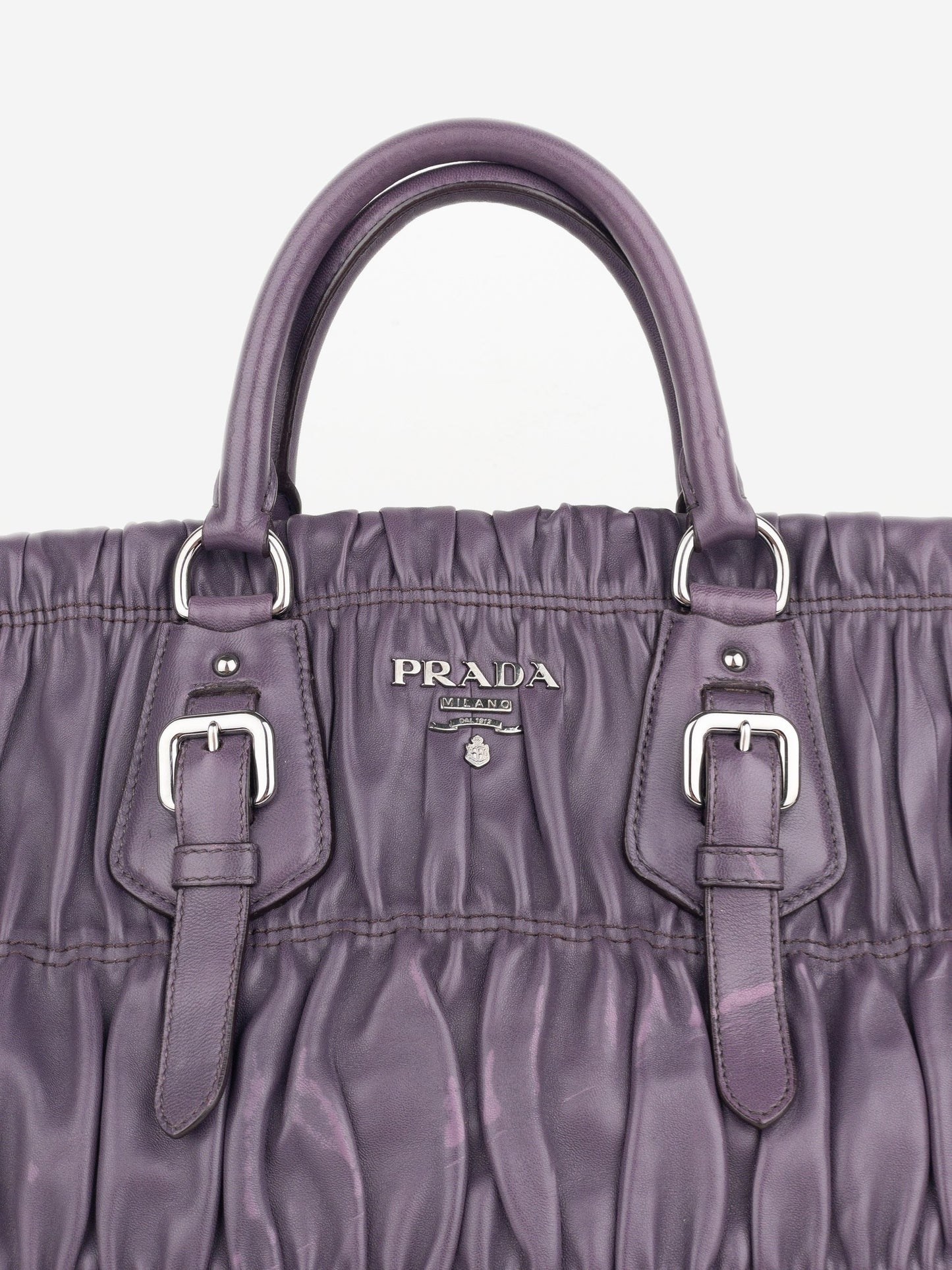 Prada 2000s Ruched Gaufre Shopper Tote Handbag