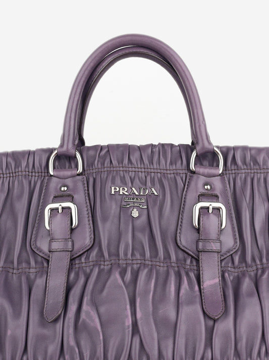 Prada 2000s Ruched Gaufre Shopper Tote Handbag – photo 5