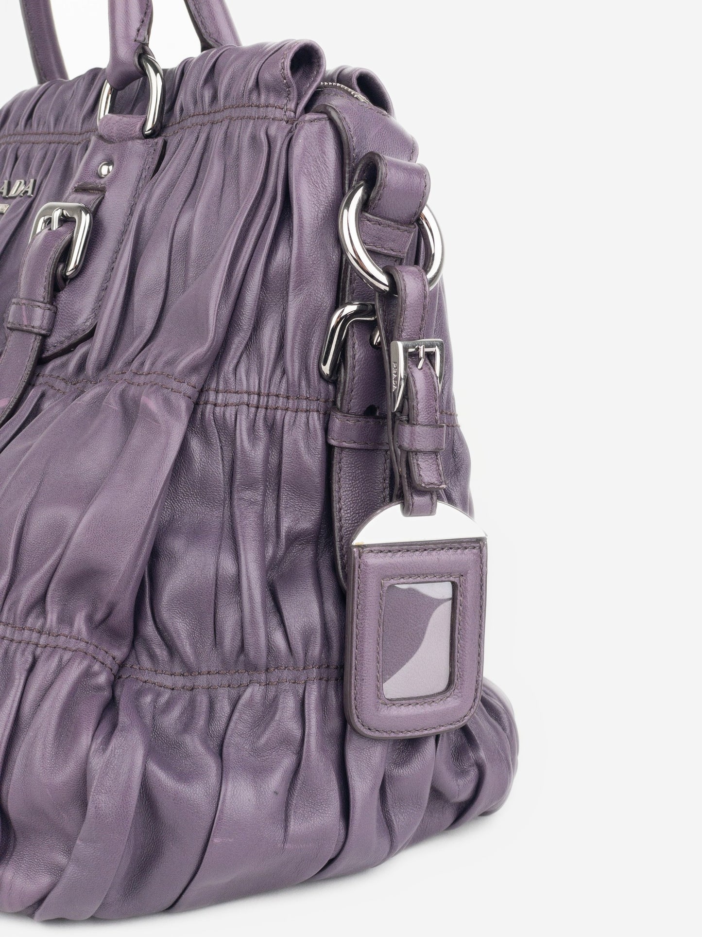 Prada 2000s Ruched Gaufre Shopper Tote Handbag