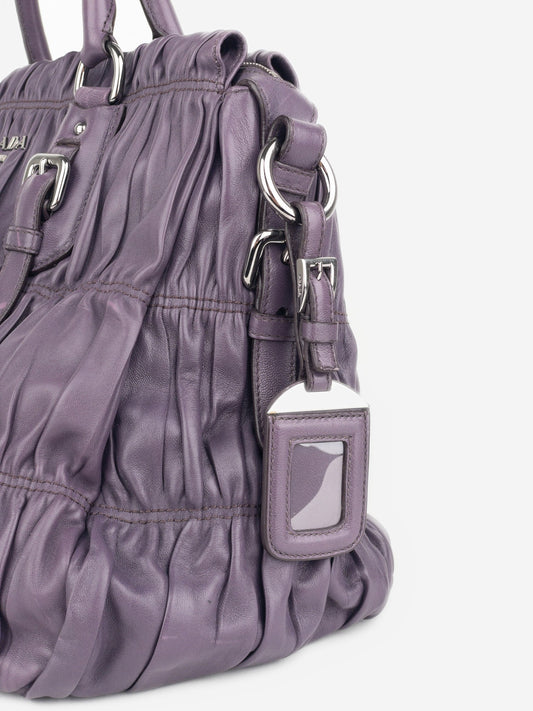 Prada 2000s Ruched Gaufre Shopper Tote Handbag – photo 6