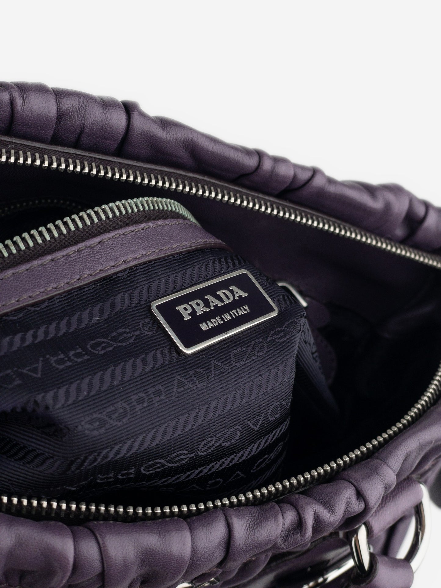 Prada 2000s Ruched Gaufre Shopper Tote Handbag