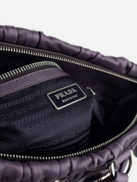 Prada 2000s Ruched Gaufre Shopper Tote Handbag – photo 7