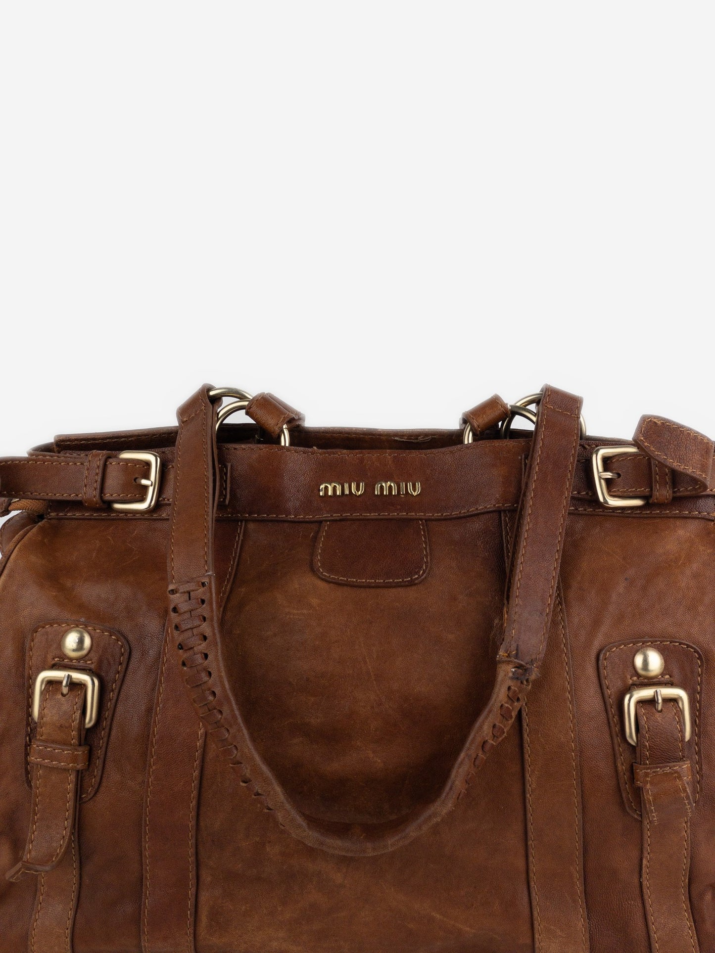 Miu Miu 2000s Large Vitello Shopper Tote Shoulder Bag