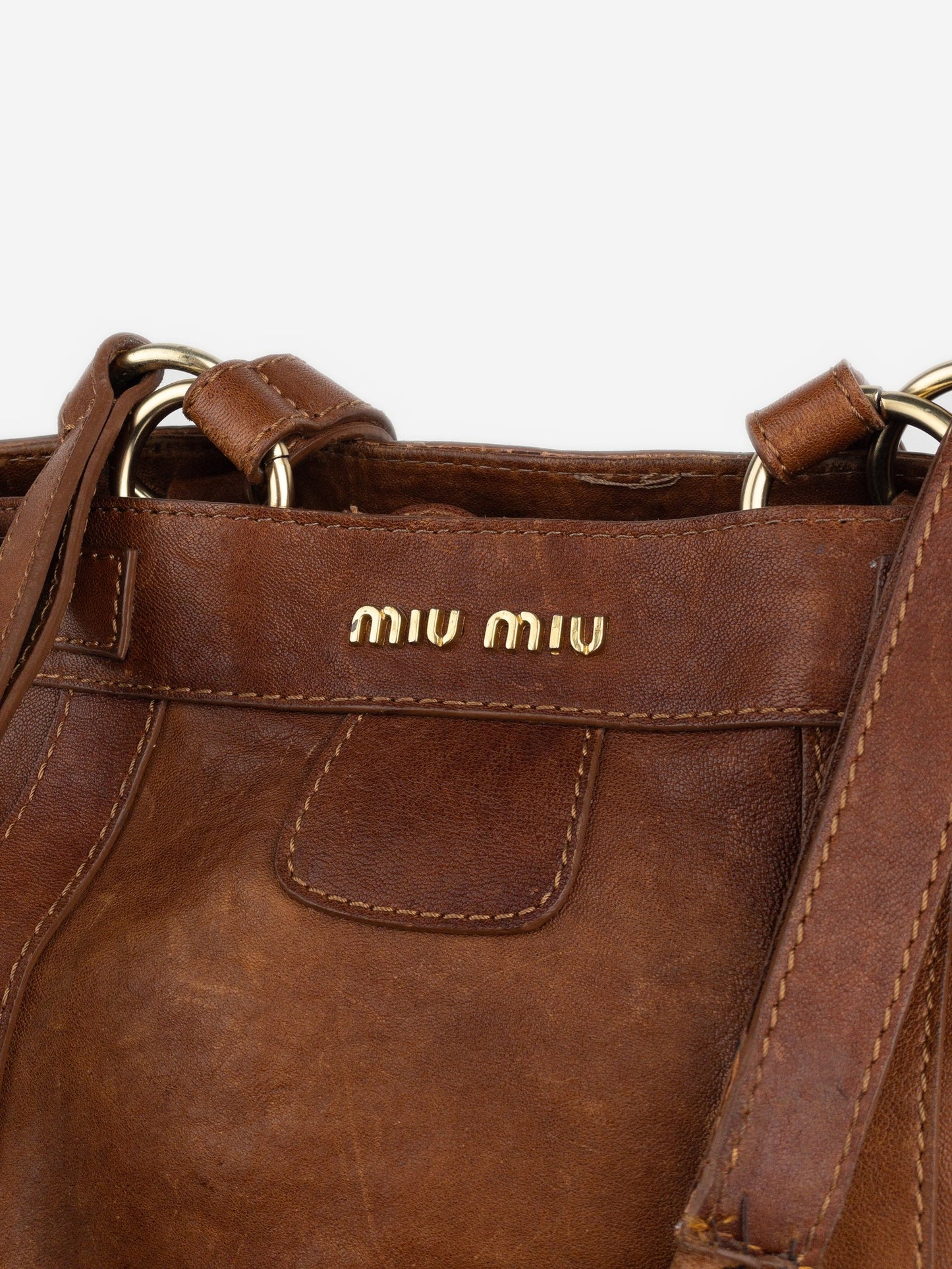 Miu Miu 2000s Large Vitello Shopper Tote Shoulder Bag